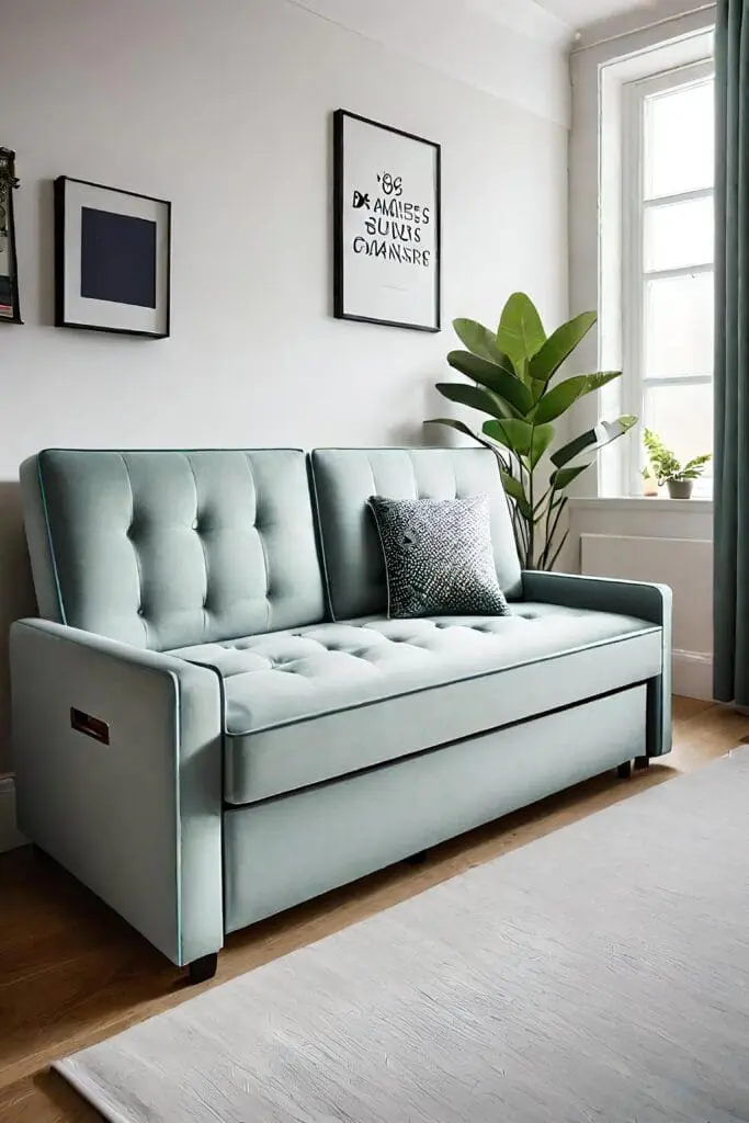 A bedroom with a Sofa with Storage