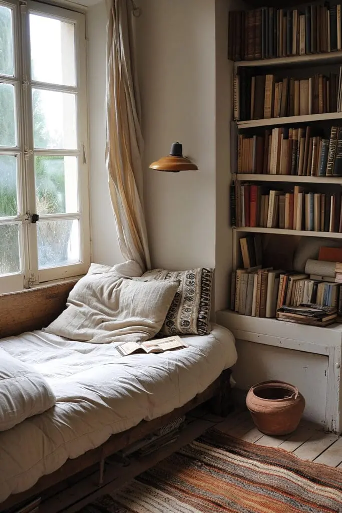 A bedroom with a sofa as a Reading Nook