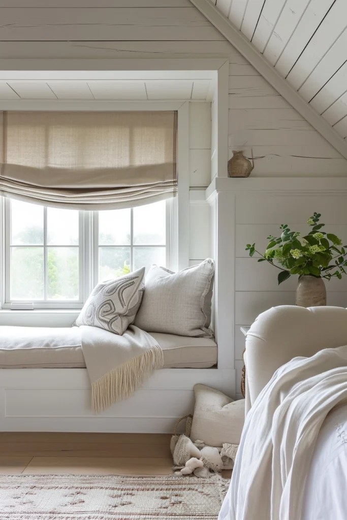 A bedroom with a sofa as a Window Seat
