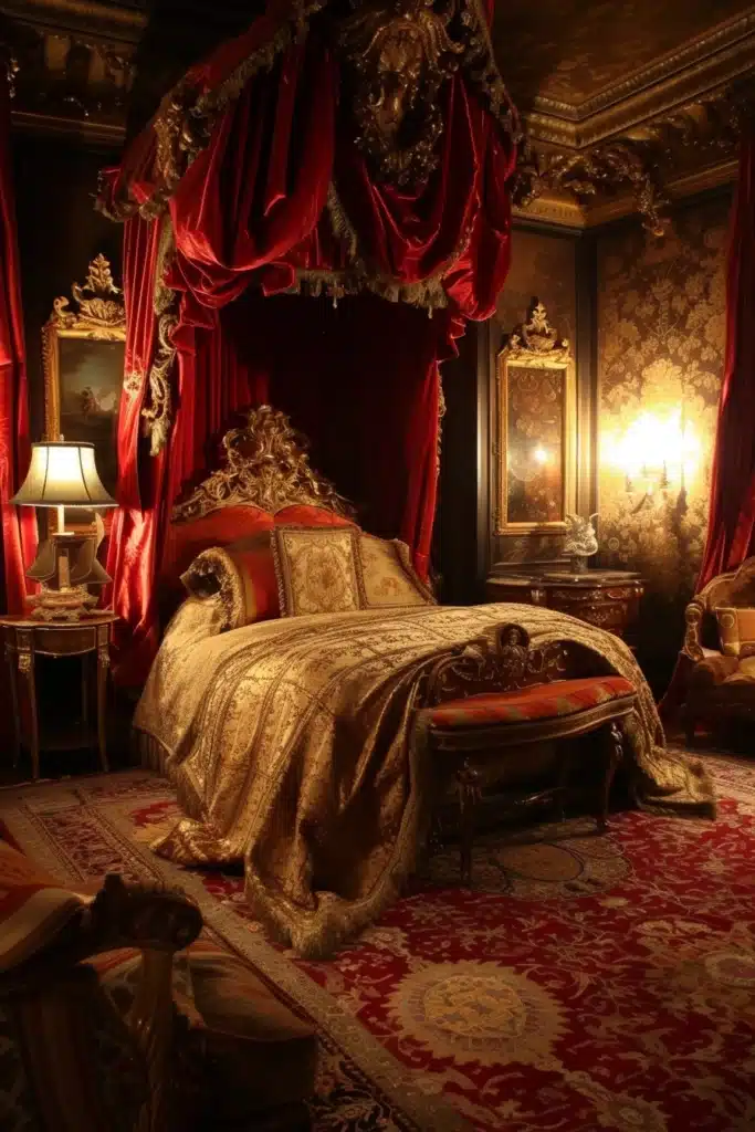 A boudoir bedroom with Baroque