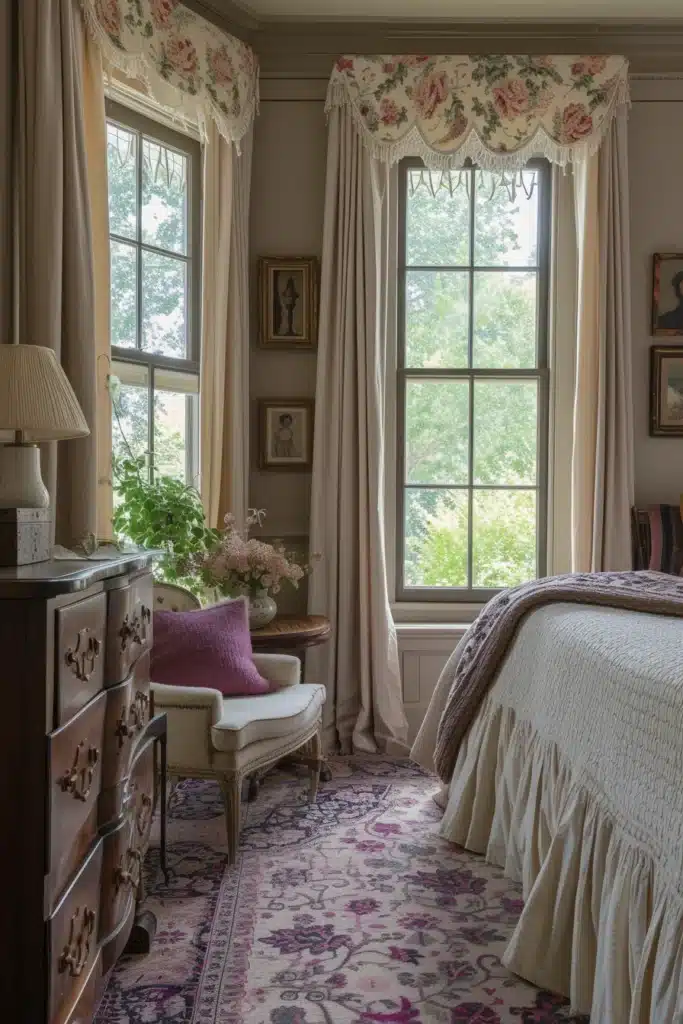 A boudoir bedroom with Dressed Up Windows