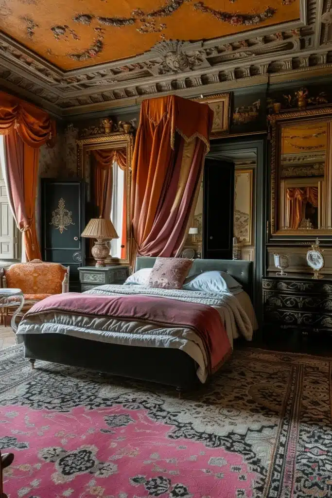 A boudoir bedroom with Luxurious Rugs