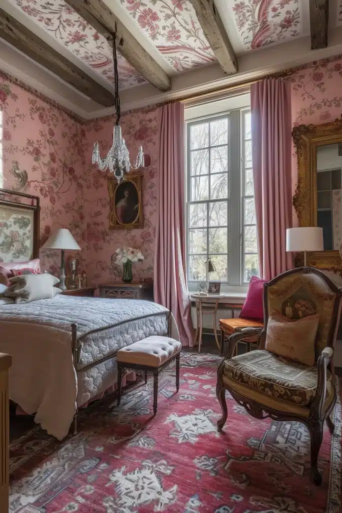 A boudoir bedroom with Vintage Furniture