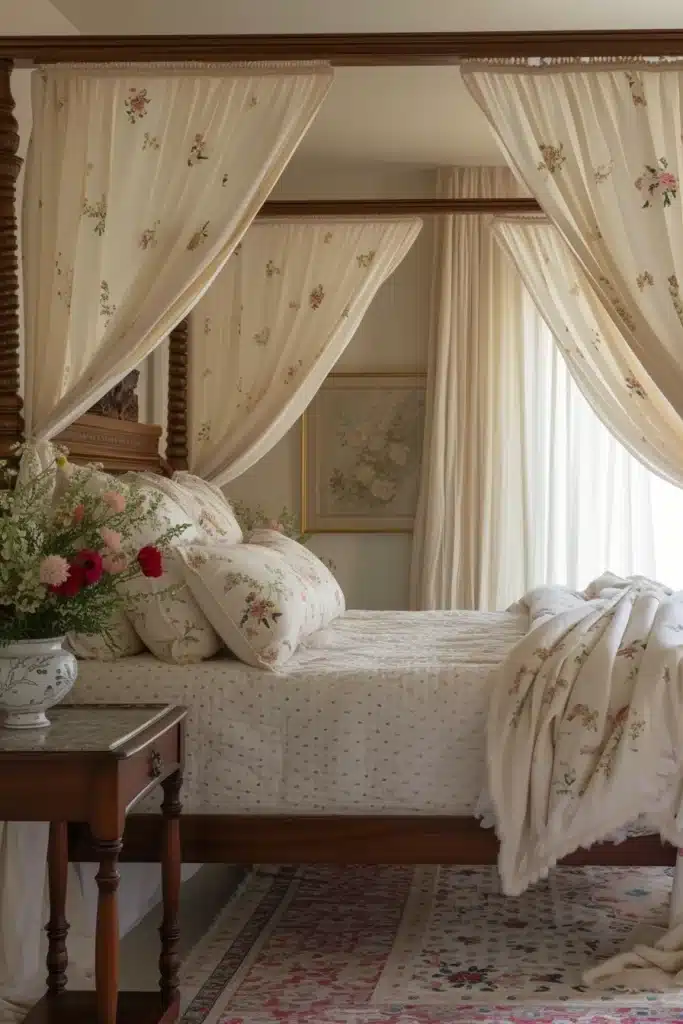 A boudoir bedroom with a Canopy Bed