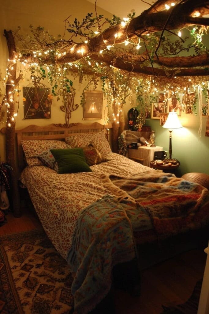 A witch bedroom with Fairy Lights