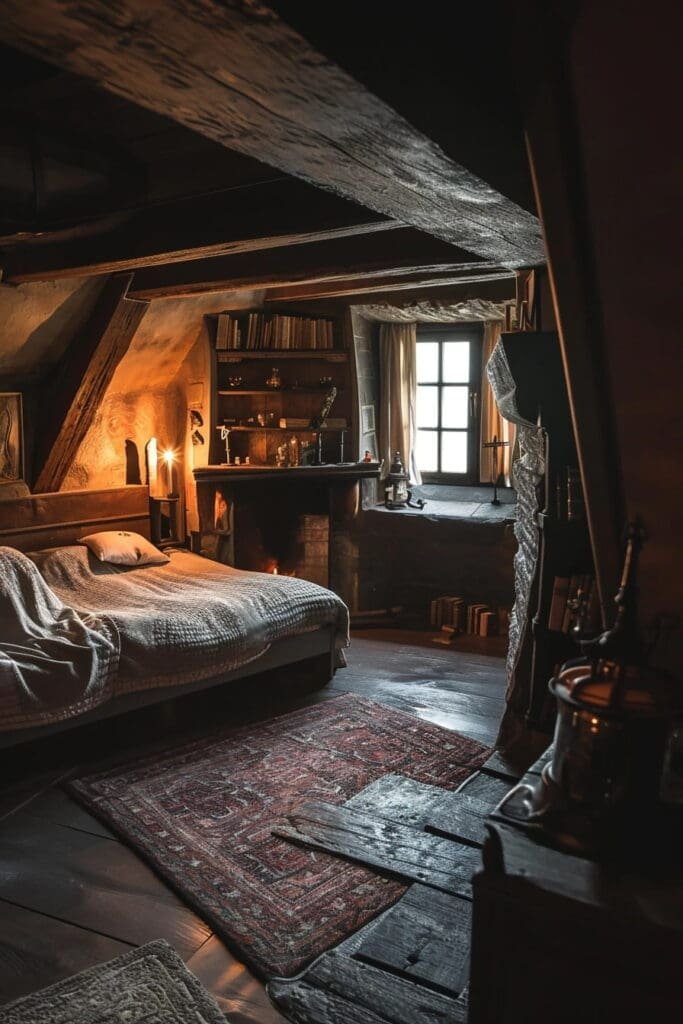 A witch bedroom with Witchcraft Symbolism
