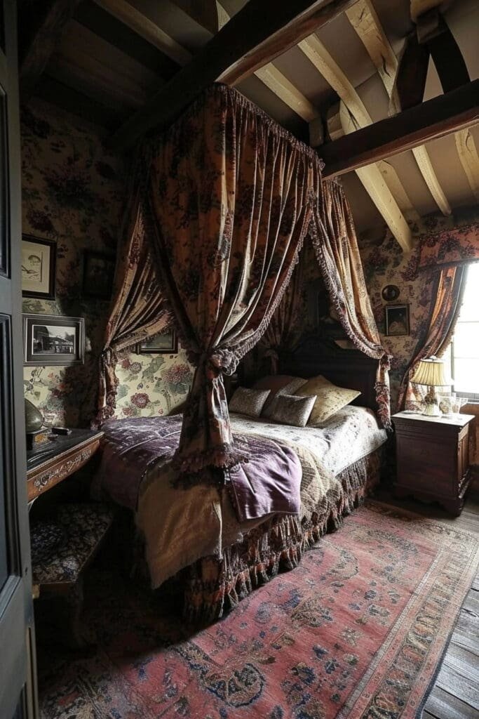 A witch bedroom with a Canopy Bed