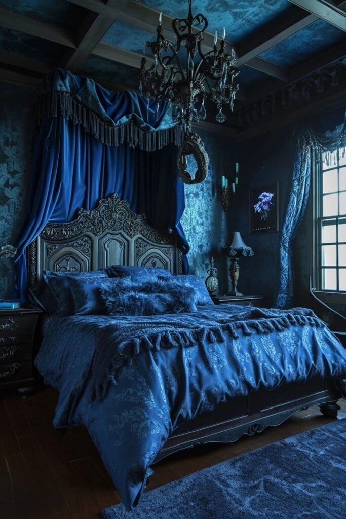 A witch bedroom wutg Midnight Blue colors
