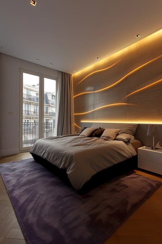 Bedroom with LED Accent Wall
