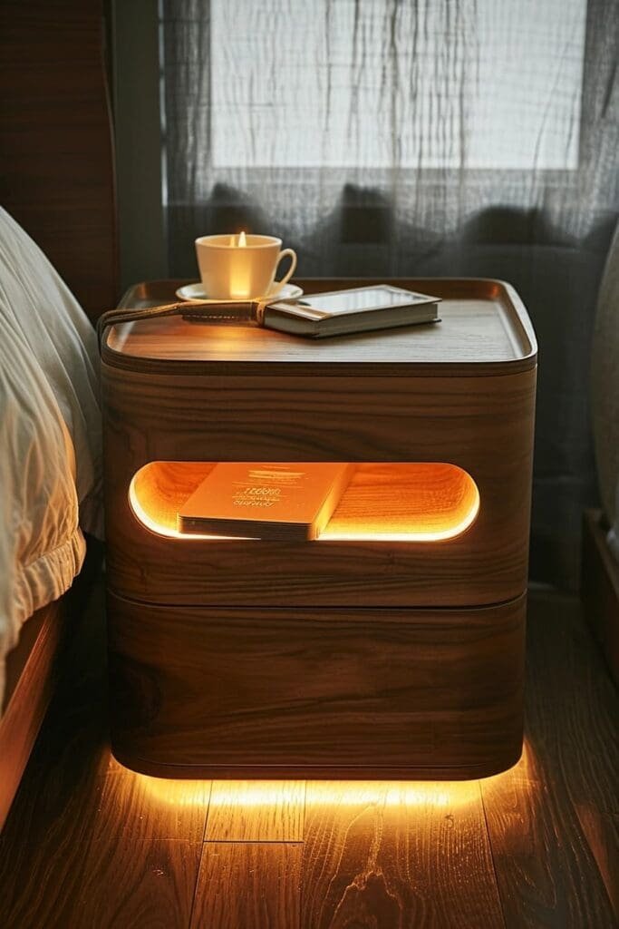 Bedside Tables with Built-In LED Lights