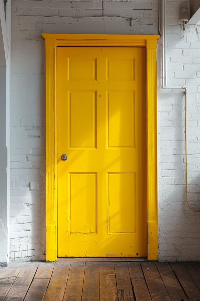 Bright yellow interior door, reminiscent of sunflower and summer days
