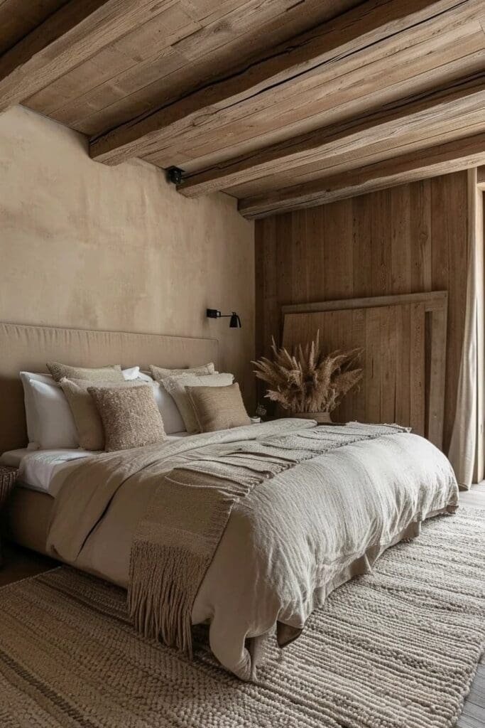 Natural Wood in a tan bedroom