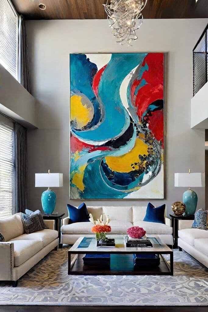 Contemporary Art-Filled Modern Luxury Living Room