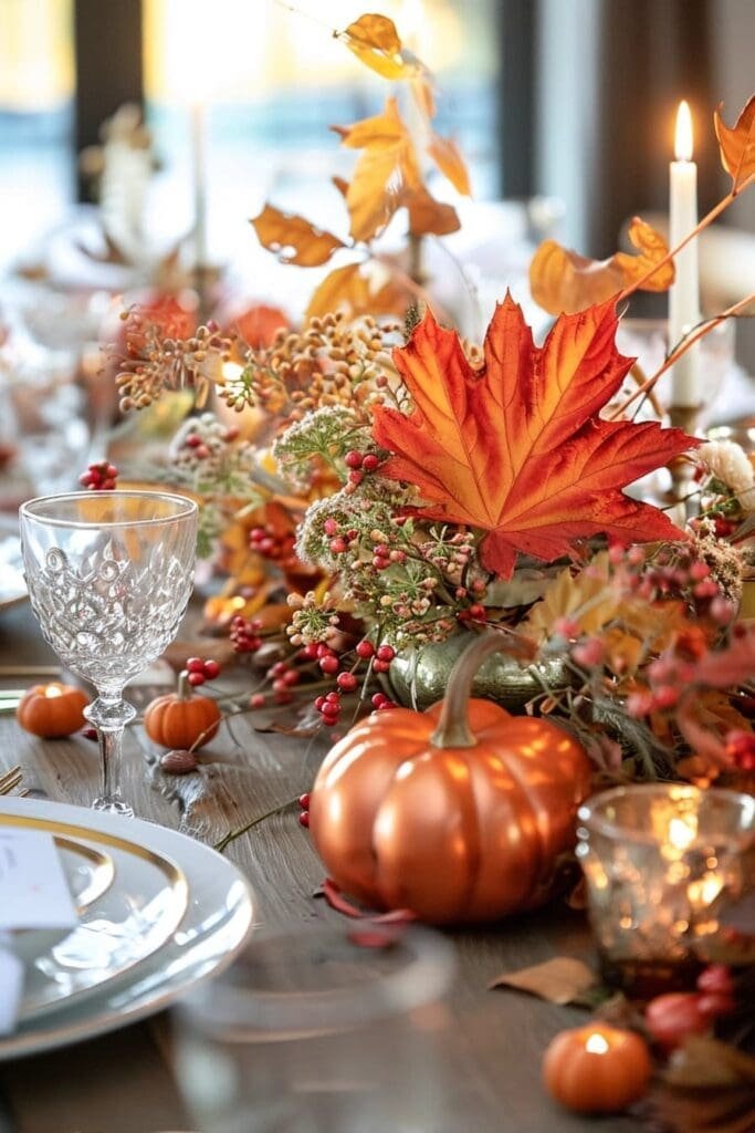 Fall-inspired bedroom table centerpieces