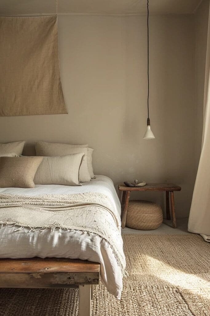 a simple tan bedroom