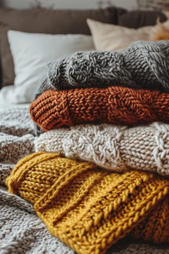 Knitted bedroom throws for the fall