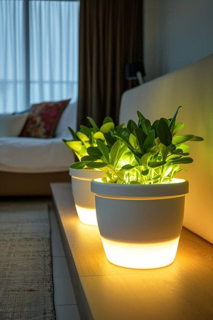 LED Illuminated Bedroom Planters