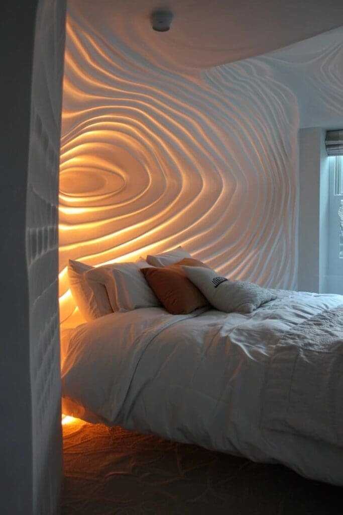 LED Light Tunnel Effect on Bedroom Wall