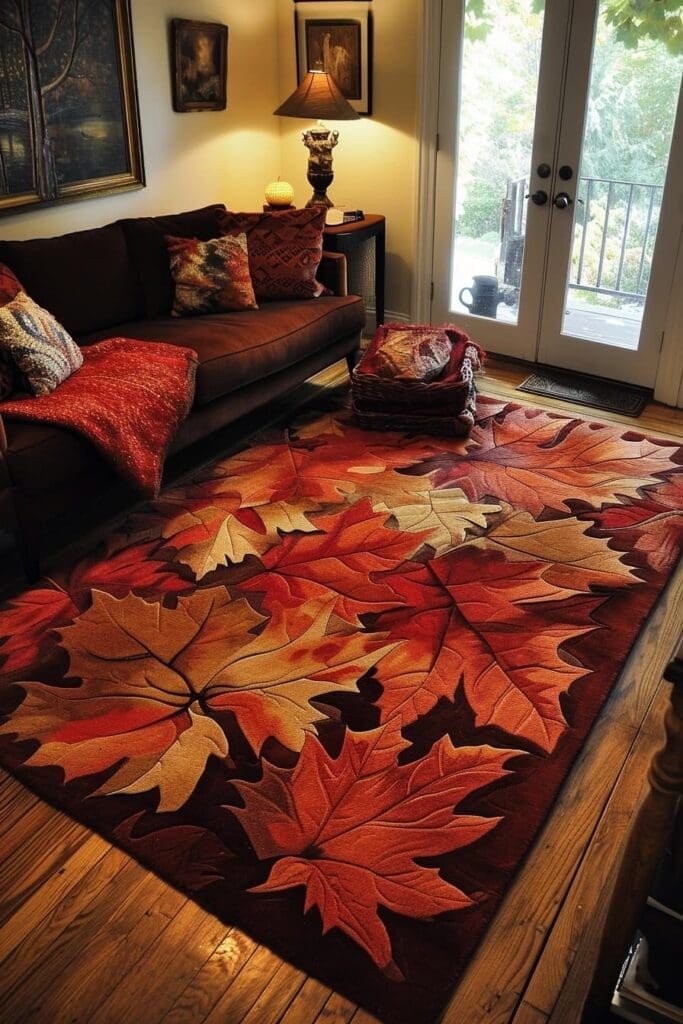 Maple leaf bedroom rugs for fall