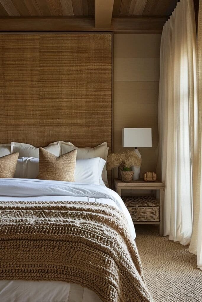 tan bedroom with mixed Textures