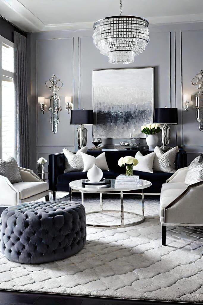 Monochromatic Elegance Modern Luxury Living Room