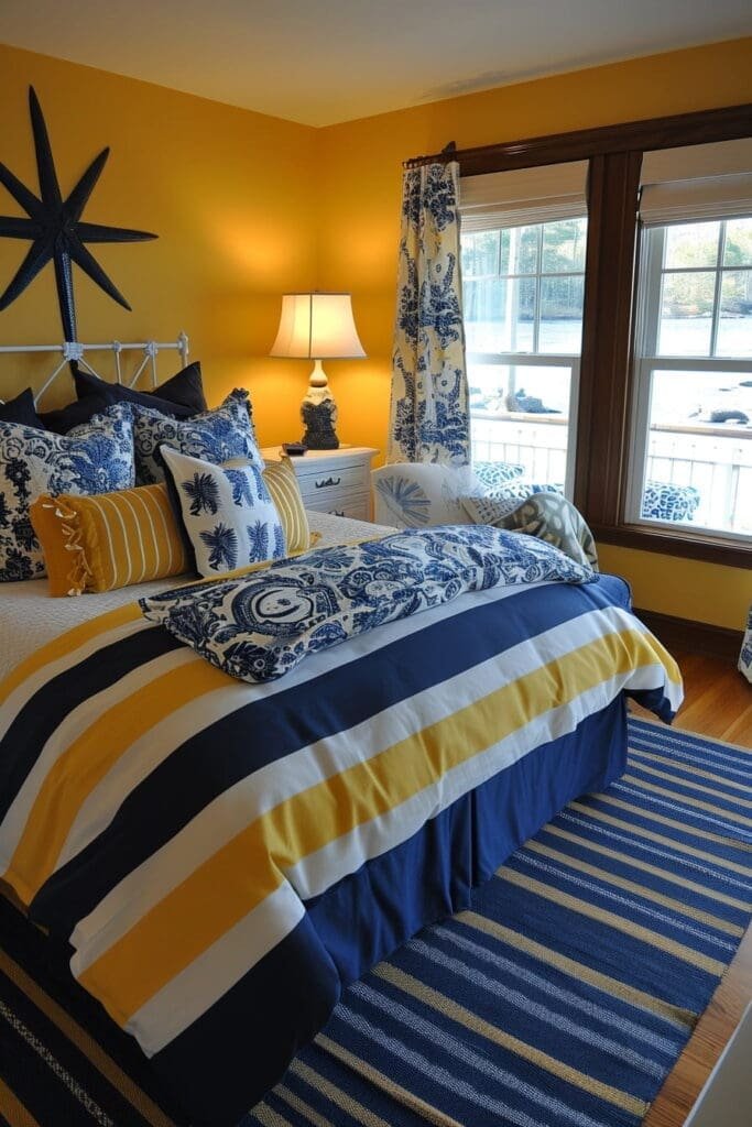 yellow and blue bedroom with Nautical Touches