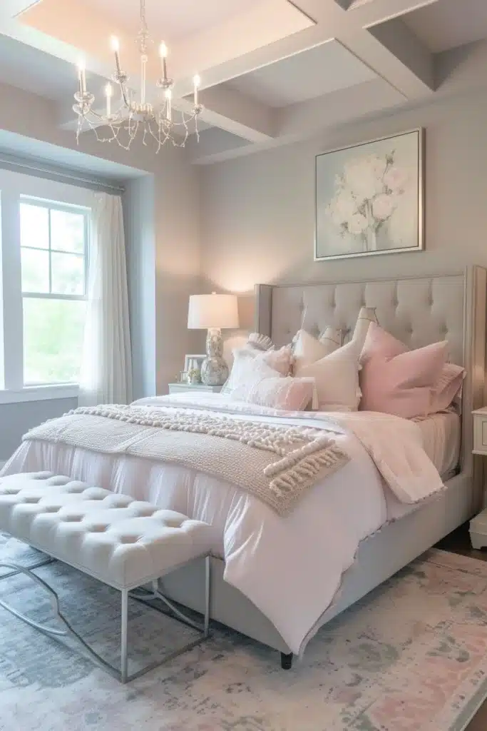 Silver Bedroom combining silver with pastel colors