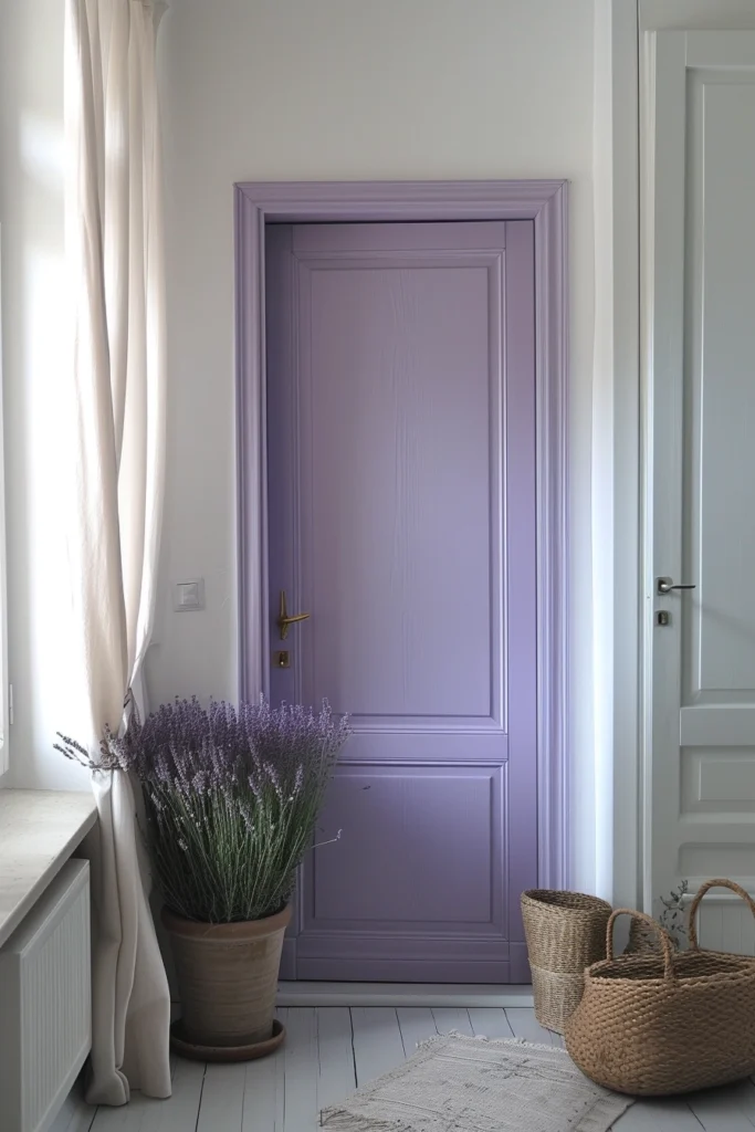 Soothing lavender interior door for a calming energy space