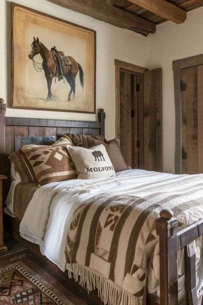 Western-Themed Bedroom with Horse Art