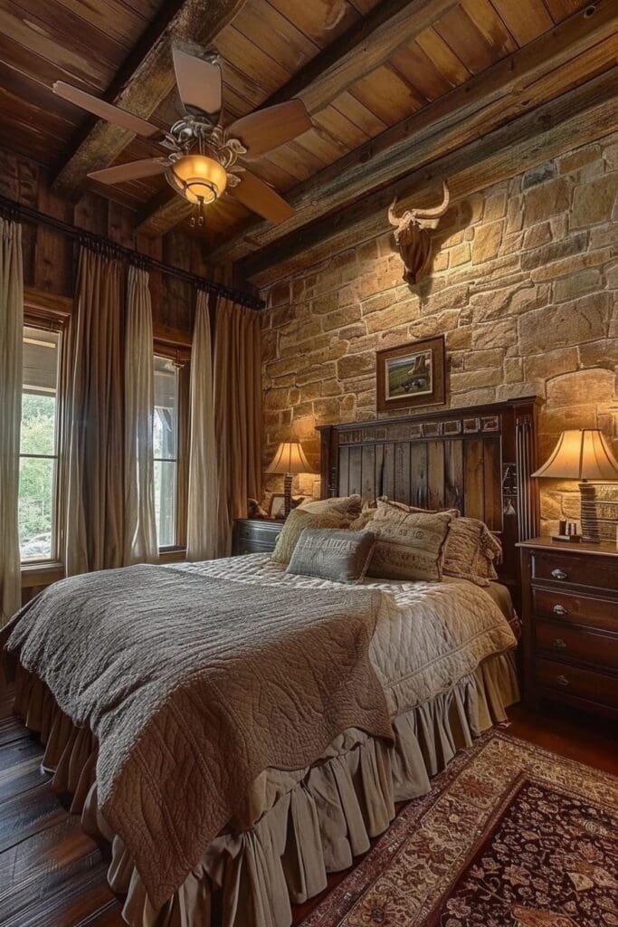 Western-Themed Bedroom with Natural Materials
