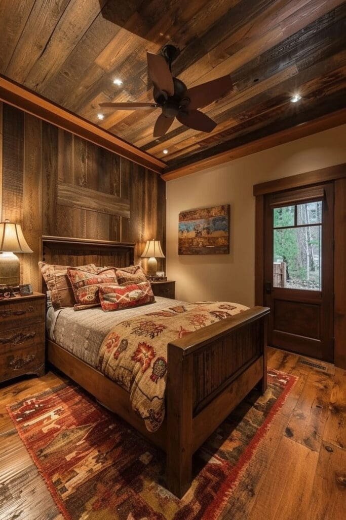 Western-Themed Bedroom with Rustic Wood Furniture
