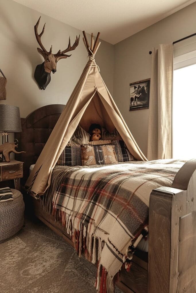 Western-Themed Bedroom with Teepee Accents