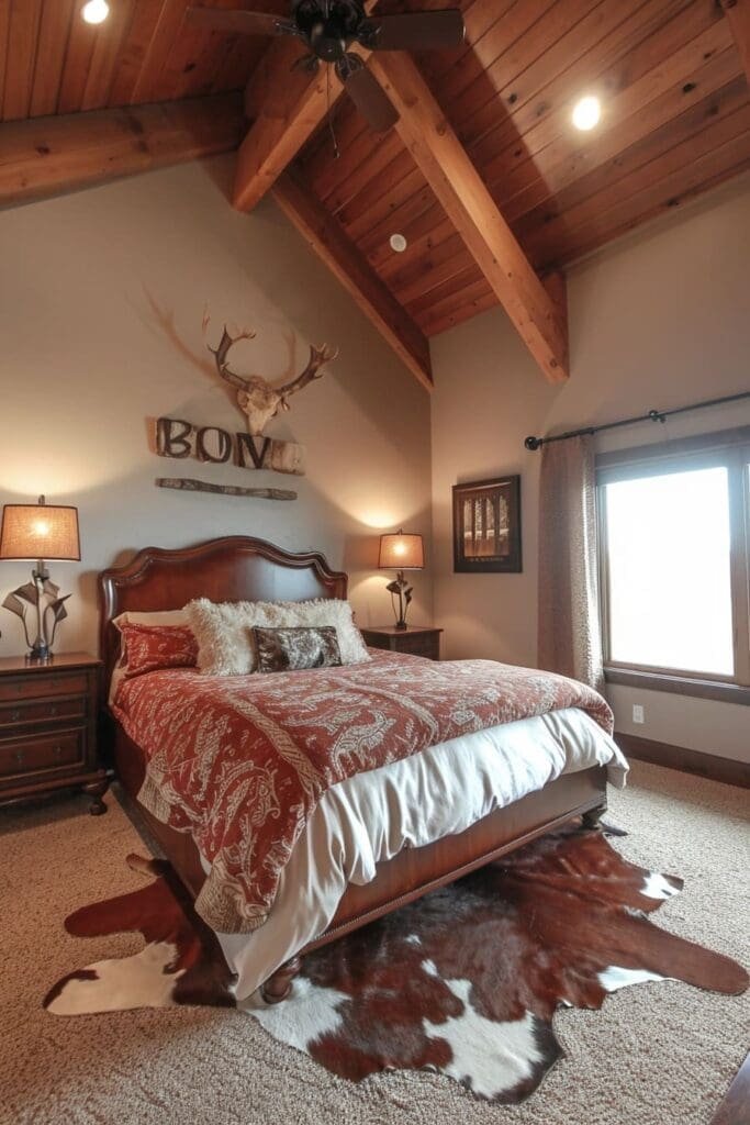 Western-Themed Bedroom with a Western Rug