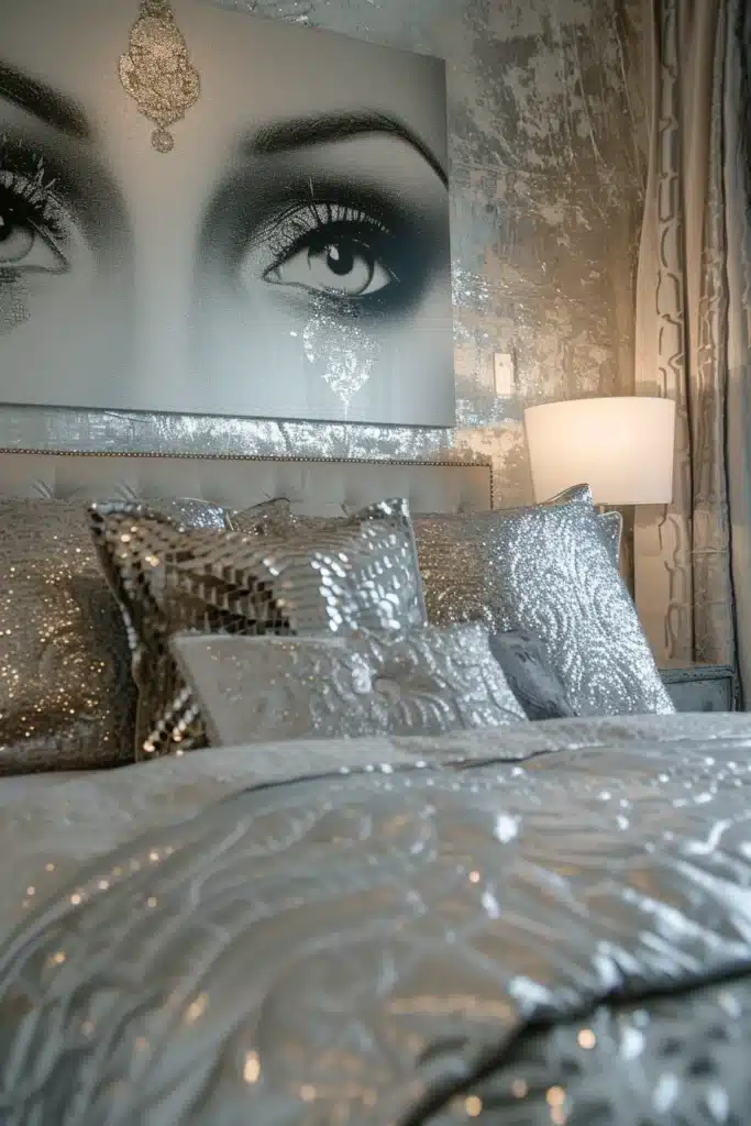 silver Bedroom featuring silver artwork