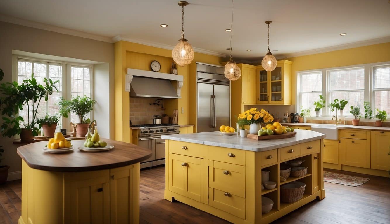 Bright Yellow Vintage-Inspired Kitchen Islands