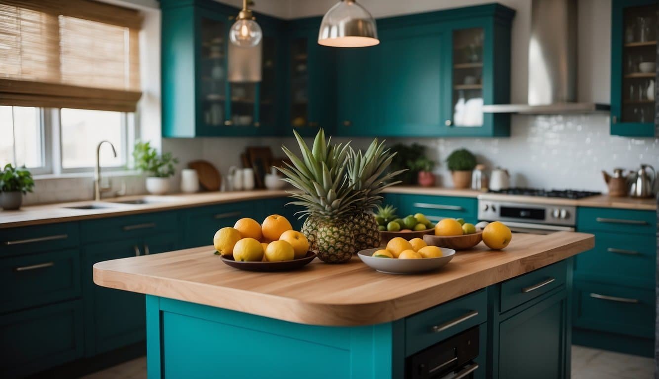 Tropical Teal Kitchen Islands