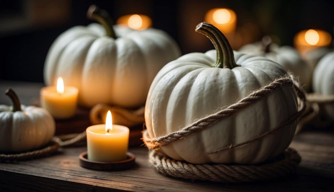 White Pumpkin Candle Holders with Twine