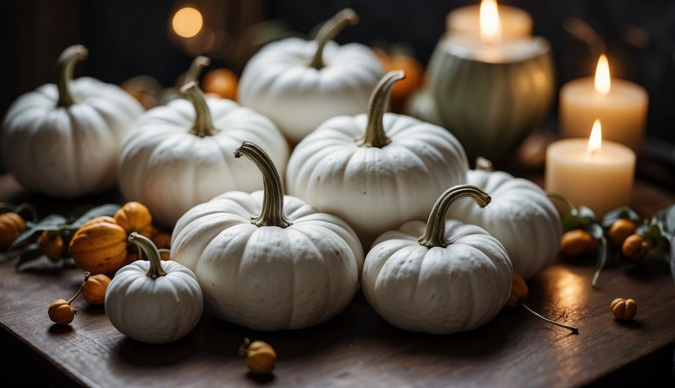 White and Silver Pumpkin Tabletop Cluster