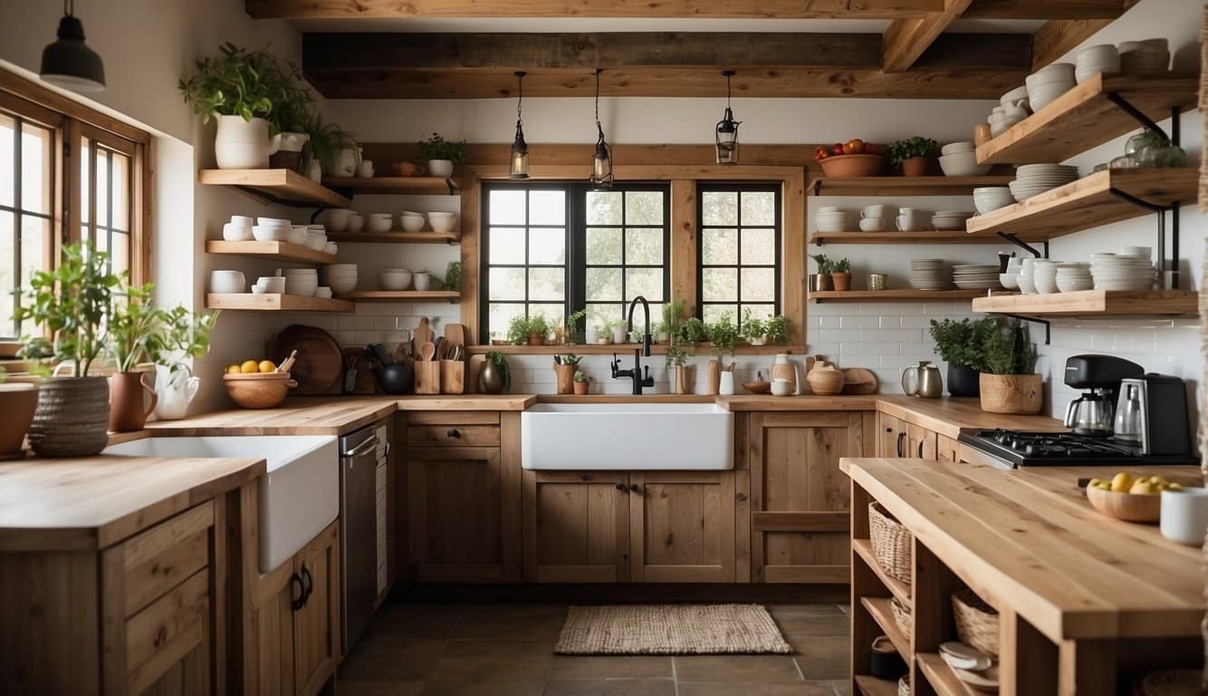 Rustic Farmhouse Galley Kitchen with Reclaimed Wood