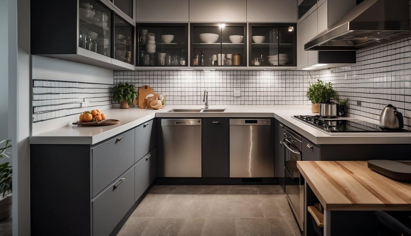 Bold Geometric Patterns in a Galley Kitchen