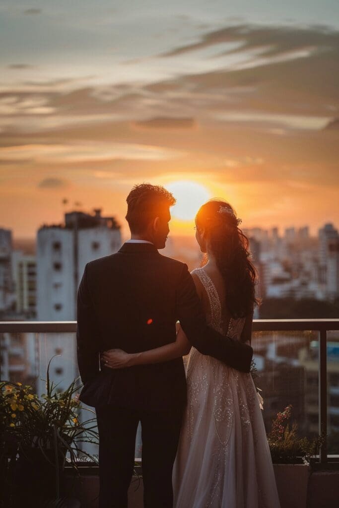 A Small Wedding on A Rooftop Overlooking the City