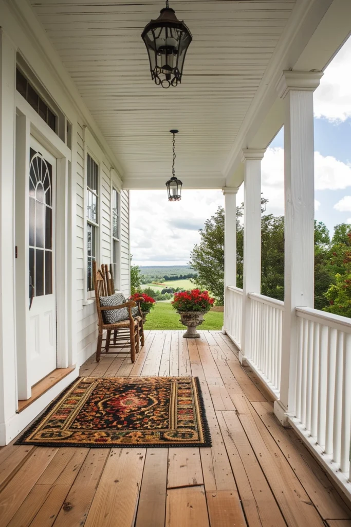 porch with Whimsical Welcome Mat

