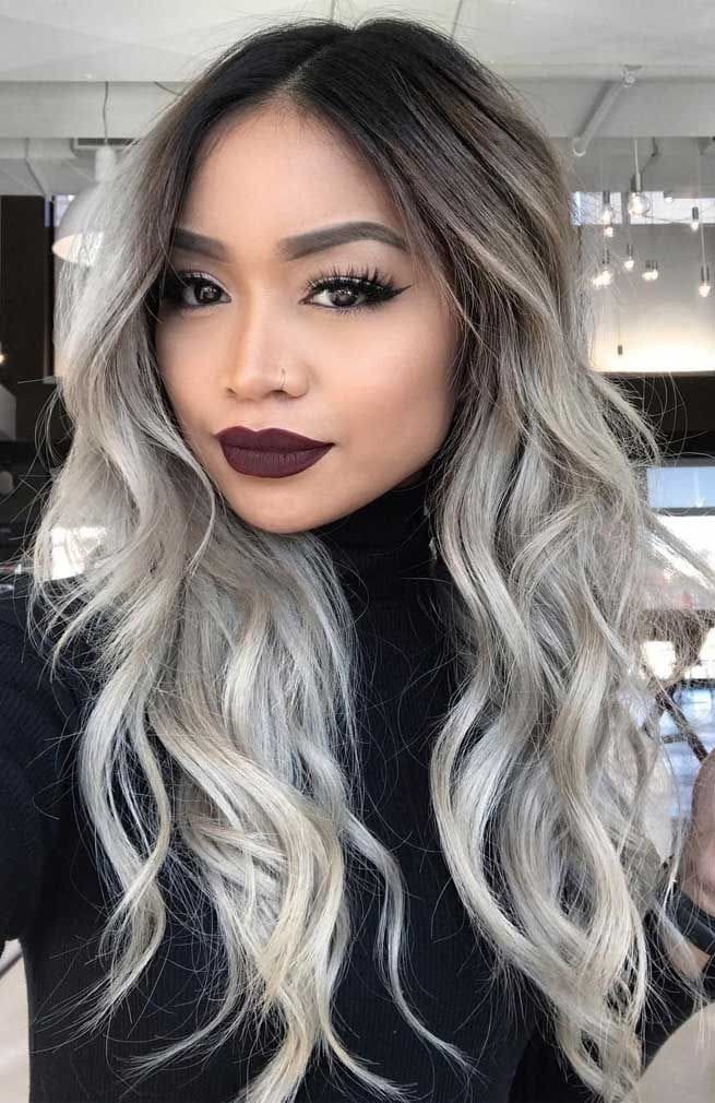 Dark Roots with Silver Hair Color