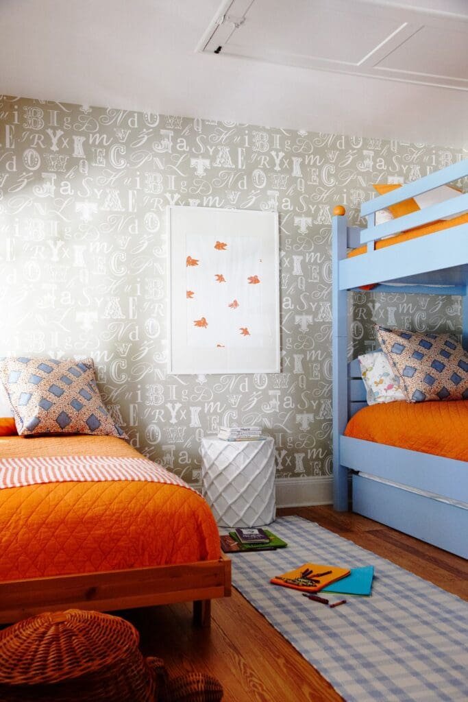 girls bedroom with fun Patterns