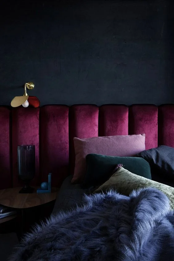 modern bedroom with Jewel-Toned Velvets