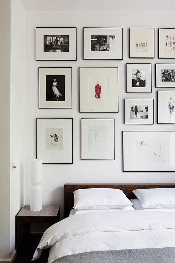 modern bedroom with a Gallery Wall