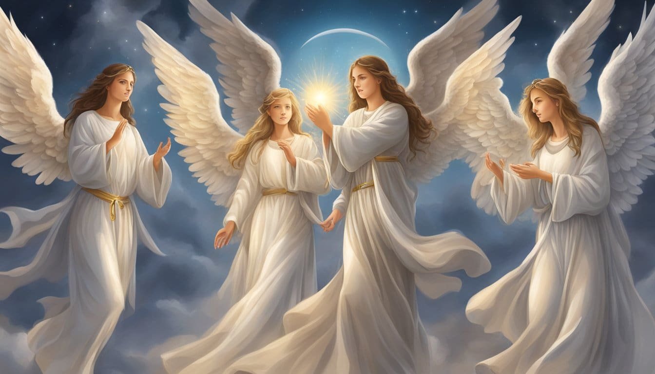 Angels stand guard day and night, surrounding loved ones with protection and prayers